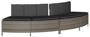 VidaXL 2 db szürke polyrattan pezsgőfürdő pad párnával