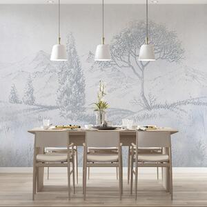 Fotótapéta Toscana táj, fa, mező, minimalizmus, természetes kék színek, természetes kék, Fotótapéta provence stílusban, u99570v2 : Uwalls.hu