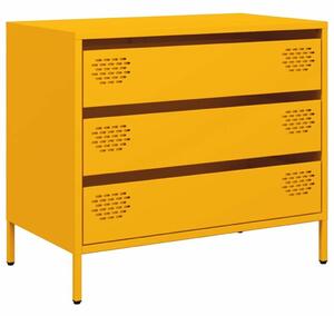 VidaXL Fém Komód - Mustársárga - 3 Fiók - 68x39cm