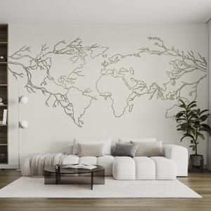 Fotótapéta Világtérkép, faágak, vonalrajz, minimalizmus, természet, zöld, Fotótapéta design, u99731v1 : Uwalls.hu