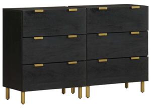 VidaXL Fekete Fa Tálalószekrény Szett - 2 db - 60x33x75 cm