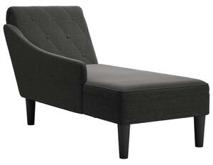 VidaXL Chaise Longue - Fekete Szövet - Jobb Kartámasz - 145x56x70cm