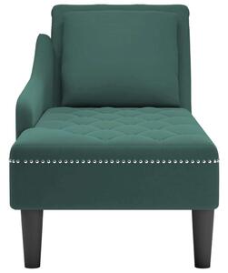 VidaXL Relax Fotel - Bársony - Sötétzöld - Jobb Kartámasszal