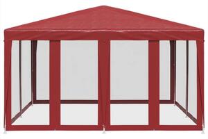 VidaXL HDPE rendezvénysátor 8 hálós oldalfallal, 4 x 4 m, Piros