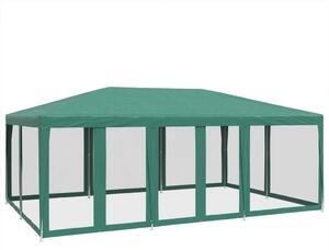 VidaXL HDPE rendezvénysátor 10 hálós oldalfallal, 6 x 4 m, zöld