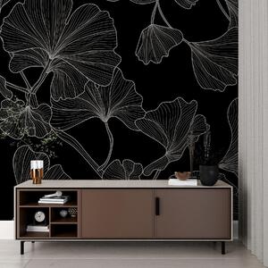 Fotótapéta Elegáns ginkgo minta fekete háttéren, Modern fotótapéta, Modern fotótapéta, w00328v1 - Muralas.hu