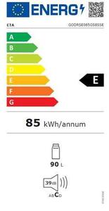 Goddess RSE085GS8SSE Egyajtós hűtőszekrény, 90L, M:85, E energiaosztály