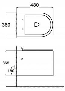 Mexen SOFIA Rimless függő WC-csésze lassan záródó ülőkével, 48 x 36 cm, matt fekete, 3354XX85 + 39010185