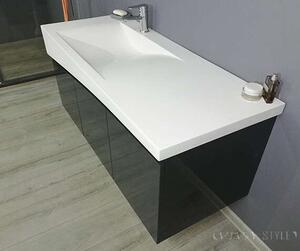 TMP SMYRNA 120 fali fürdőszobabútor - FEKETE - Akrivit öntött márvány mosdóval - 120 cm