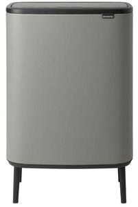 Brabantia Bo Touch Bin Hi szelektív hulladékgyűjtő Soft-Close fedéllel, magasított, lábakon álló, műanyag tartály, XXL, 2x30L - O méret, acél, betonszürke ásványi textúra - 130663