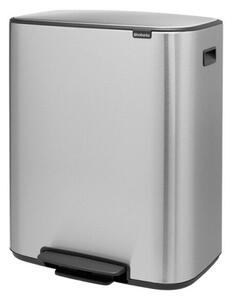 Brabantia Bo Pedal Bin pedálos szelektív hulladékgyűjtő szagmentesen záródó Soft-Close fedél, műanyag tartály, 2x30L - O méret, r.m. acél, selyem ujjlenyomatmentes - 211461