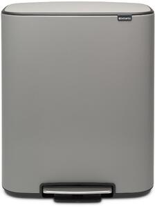 Brabantia Bo Pedal Bin pedálos szelektív hulladékgyűjtő szagmentesen záródó Soft-Close fedél, műanyag tartály, 2x30L - O méret, acél, betonszürke ásványi textúra - 211485