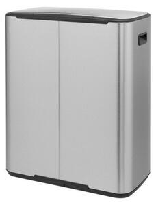 Brabantia Bo Pedal Bin pedálos szelektív hulladékgyűjtő szagmentesen záródó Soft-Close fedél, műanyag tartály, 2x30L - O méret, r.m. acél, selyem ujjlenyomatmentes - 211461