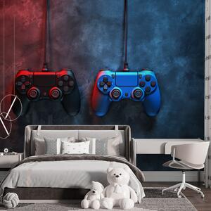 Fotótapéta fekete és kék DualShock sötét alapon, Fotótapéta tini szoba, w01189 : Uwalls.hu