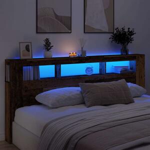 VidaXL antik fa színű szerelt fa LED-es fejtámla 220x18,5x103,5 cm