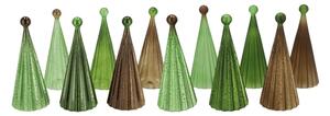 Üveg világító fa TWINKLE LED világítással 22 cm, barna-zöld árnyalatok