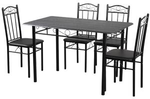 Vigor FUR-102-17B étkezőasztal szett 4 db kárpitozott szék fekete