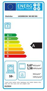 Electrolux LKG500013W Gáztűzhely, 59L, 4 főzőzóna, AquaClean, A energiaosztály