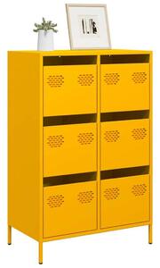 VidaXL Fém Fiókos Szekrény - Mustársárga - 6 Fiókos - 68x39x101,5cm