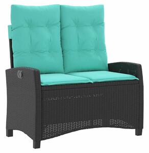 VidaXL fekete polyrattan dönthető kerti pad párnával