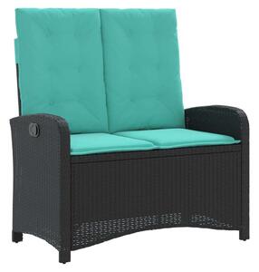 VidaXL fekete polyrattan dönthető kerti pad párnával