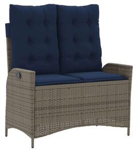 VidaXL szürke polyrattan dönthető kerti pad párnával