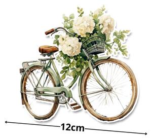 Nyomtatott dekorkarton - Bicikli virággal fehér