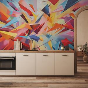 Fotótapéta Geometriai formák kaotikus absztrakciója, rózsaszín, kék,, 3d fotótapéta, Fotótapéta 3d geometriai alakzatok, w08030 : Uwalls.hu