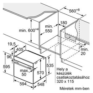 Bosch HBA534EB3 Beépíthető sütő, 71 L, Multifunkciós, Grill, Öntisztító EcoClean + hidrolitikus, 3D Hotair, A+ energiaosztály, Fekete