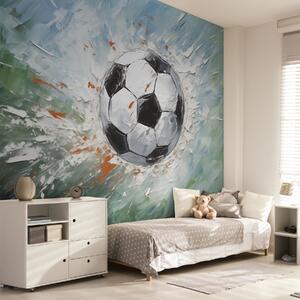 Fotótapéta Futball-labda repülő olajfestmény absztrakt művészet, Fotótapéta tini szoba, Fotótapéta tini szoba futball, w08117 : Uwalls.hu