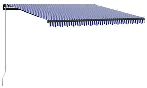 VidaXL kék és fehér kézzel kihúzható LED-es napellenző 450 x 300 cm