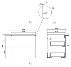 Cersanit Larga, falra szerelhető mosdószekrény 60cm, fehér fényes, S932-070