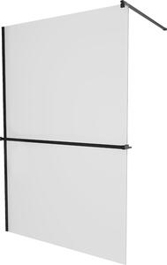 Mexen Kioto +, zuhany paraván polccal és törölközőtartóval 140 x 200 cm, 8 mm-es jegesedés üveg, fekete profil, 800-140-121-70-30