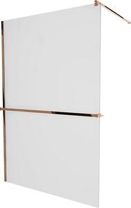 Mexen Kioto +, zuhany paraván polccal és törölközőtartóval 140 x 200 cm, 8 mm-es cukormázüveg, rózsaszín arany profil, 800-140-121-60-30