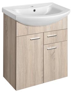 Aqualine Sapho, ZOJA mosdó szekrény 61,5x74x32cm, 2x ajtó, 1x fiók, platina tölgy, 51165