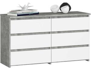 CL100 Komód - 6 Fiók - Beton/Fehér - 100cm