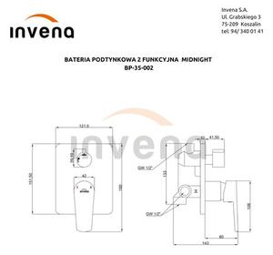 Invena Midnight, rejtett zuhanycsap esőzuhannyal 25x25 cm, fekete-rózsa arany, BS-35-014-V