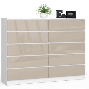 Komód - 10 Fiók - Cappuccino Fényes - 160 cm