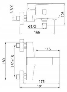 Invena Paros, falra szerelhető kádcsaptelep, króm, BW-09-001-A