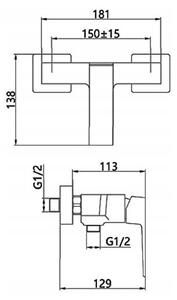 Invena Paros, falra szerelhető zuhanycsaptelep, króm, BN-09-001-A