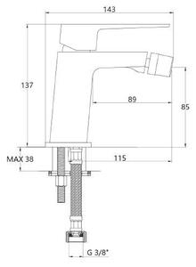 Invena Paros, szabadon álló bidé csaptelep, fekete matt, BB-09-004-A