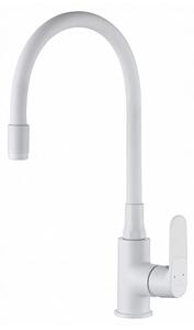 Invena Joga, szabadon álló mosogató csaptelep rugalmas karral, fehér matt, BZ-32-P02-C