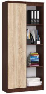 Akord Regał 80 cm Polc Rendszer 1 Ajtós 8 Polcos CLP Venge / Sonoma Fa Karcálló Anyagból, Modern Minimalista Design, Összeszerelhető Szekrény, Bútorlapból Készült, Matt Felületkezelé