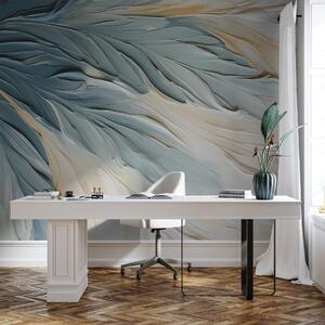 Fotótapéta Kék, szürke és bézs festék absztrakt vonásai, 3d fotótapéta, 3d levelek fotótapéta, w01561 : Uwalls.hu
