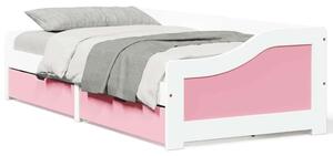 VidaXL Napozóágy 2 fiókkal matrac nélkül IRUN Fehér&Rózsaszín 90x200cm