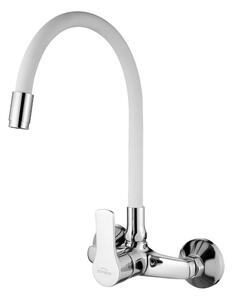 Invena Verso, falra szerelhető konyhai csaptelep 150mm elasztikus karral, fehér-króm, INV-BC-82-E2S-L