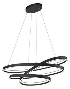 Fekete LED függőlámpa hangvezérléssel-mobil alkalmazás vezérléssel, fém búrával Ciola – CINQUE