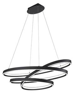 Fekete LED függőlámpa hangvezérléssel-mobil alkalmazás vezérléssel, fém búrával Ciola – CINQUE