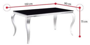 PHILL étkezőasztal, 150x75x90, fekete/ezüst