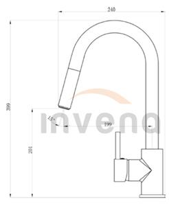 Invena Elia, szabadon álló mosogató csaptelep kihúzható kifolyóval, króm, INV-BZ-89-W01-C